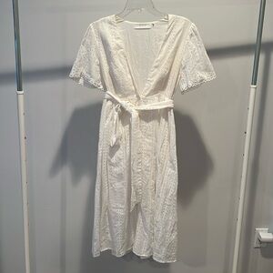 Eyelet White Midi Dress